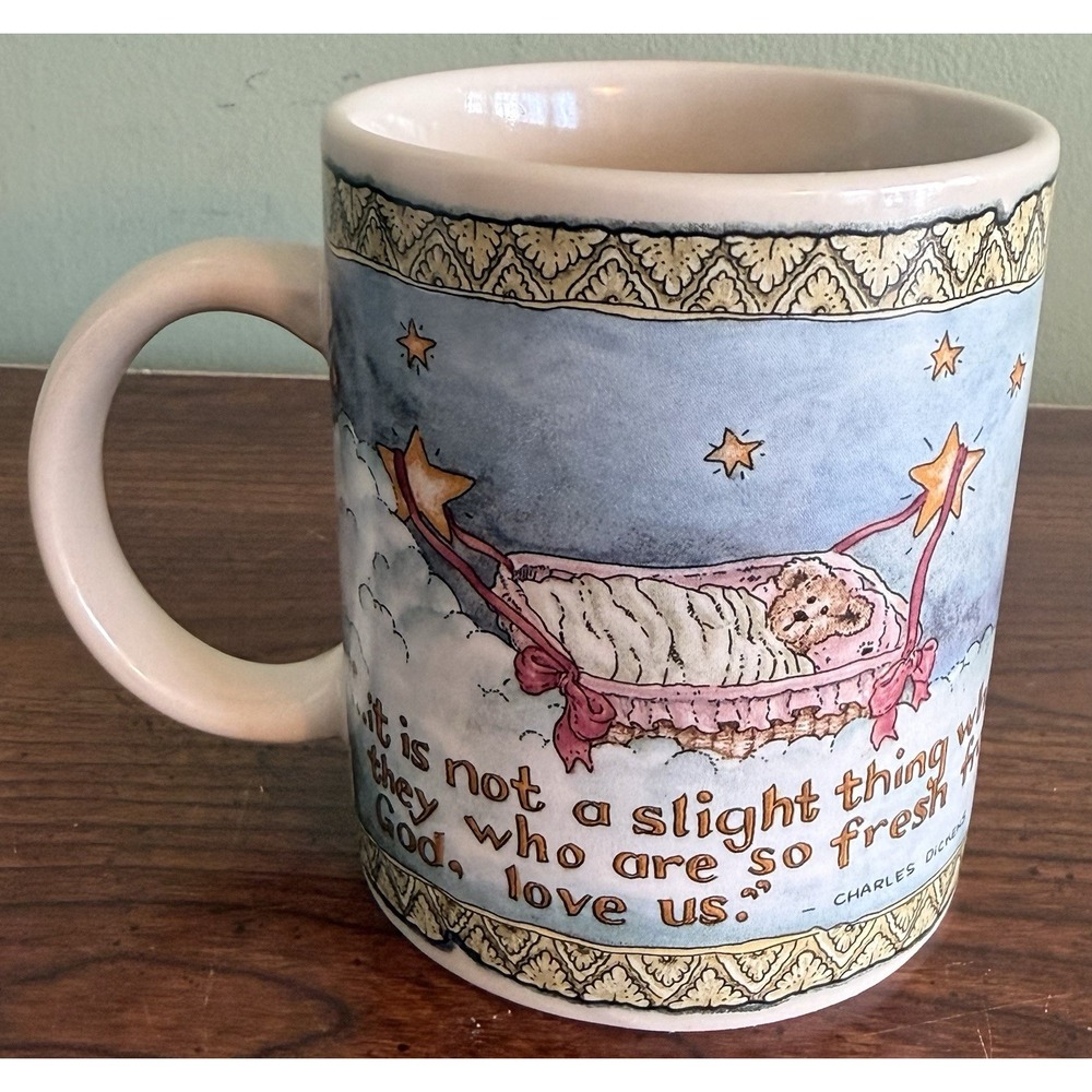 1999 Boyds Bears Baby "...So Fresh From God" Charles Dickens Quote 10 oz Mug